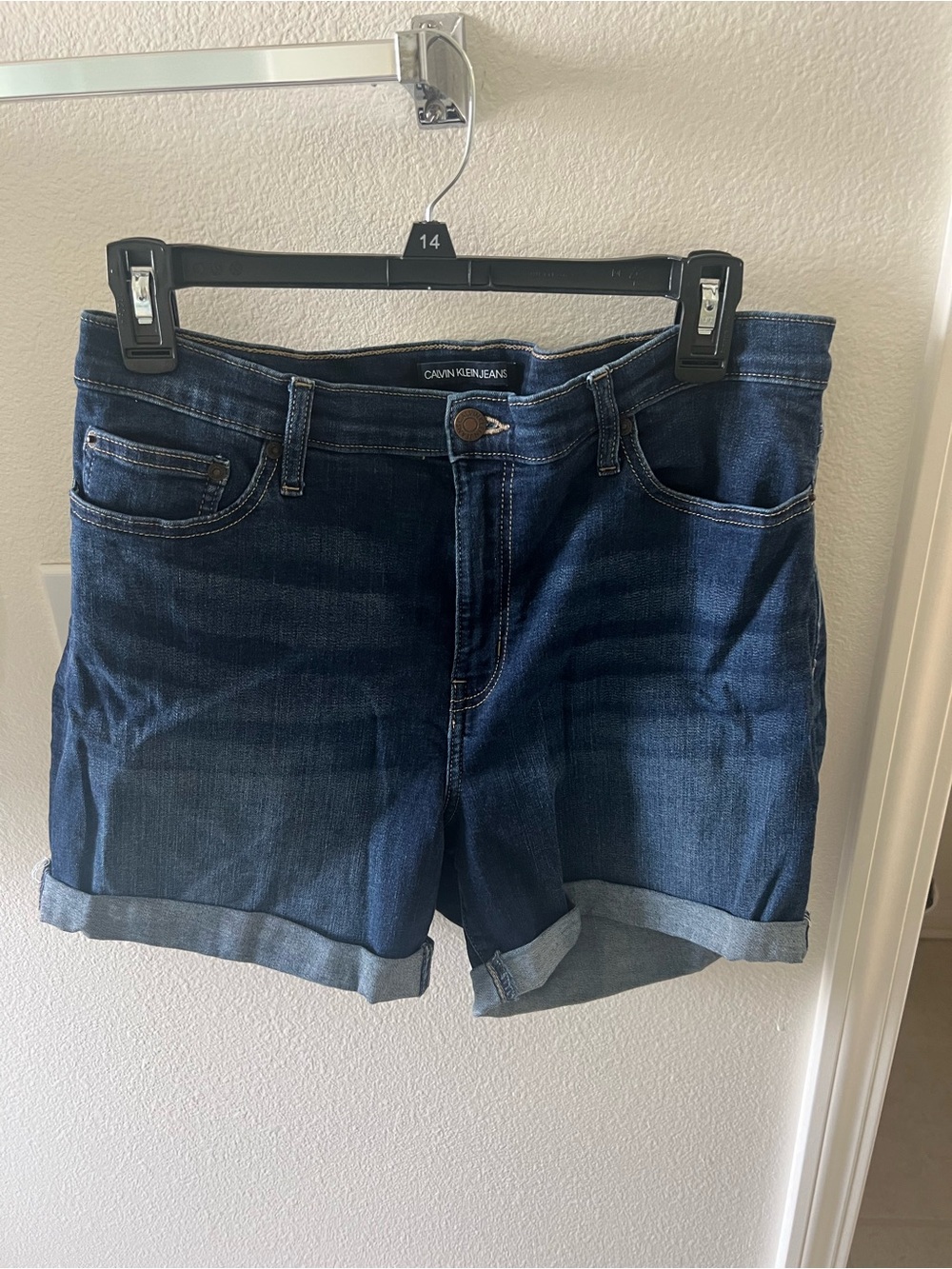 Calvin Klein Jeans Dark Blue Cuffed Denim Shorts